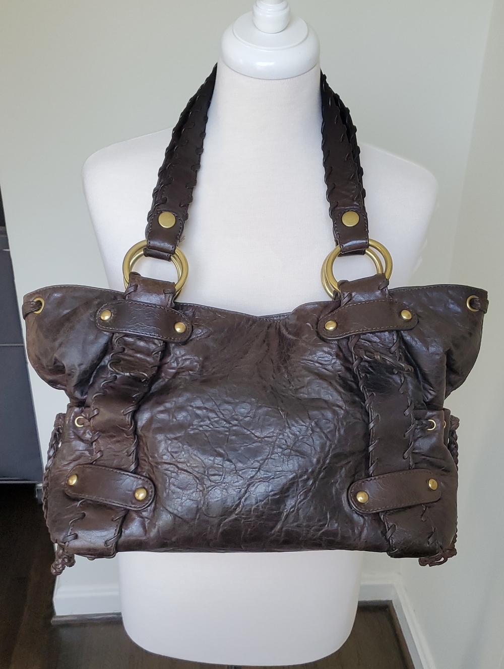 Kooba ORIGINAL Sienna Satchel In Espresso Brown Leather